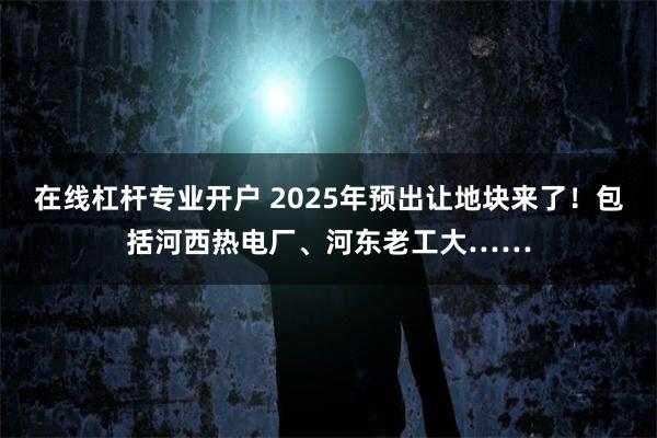 在线杠杆专业开户 2025年预出让地块来了！包括河西热电厂、河东老工大……