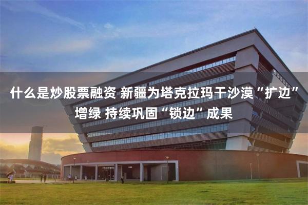 什么是炒股票融资 新疆为塔克拉玛干沙漠“扩边”增绿 持续巩固“锁边”成果