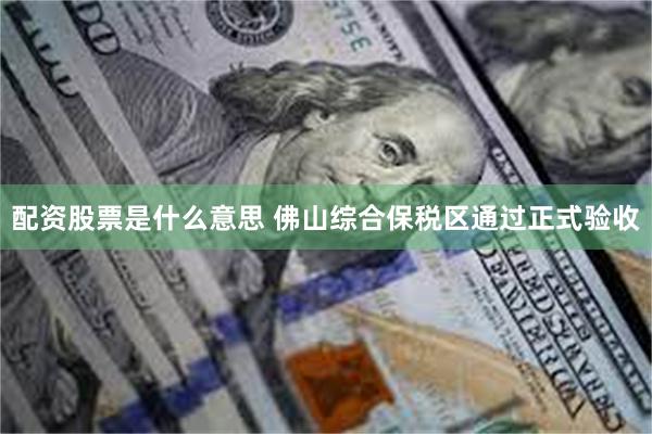 配资股票是什么意思 佛山综合保税区通过正式验收