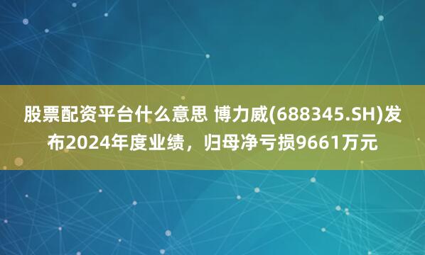 股票配资平台什么意思 博力威(688345.SH)发布2024年度业绩，归母净亏损9661万元