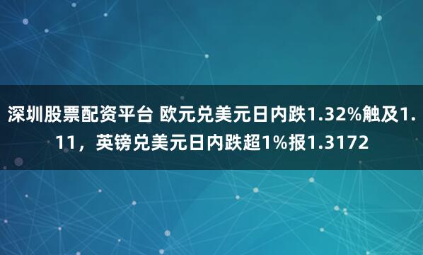 深圳股票配资平台 欧元兑美元日内跌1.32%触及1.11，英镑兑美元日内跌超1%报1.3172
