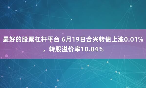 最好的股票杠杆平台 6月19日合兴转债上涨0.01%，转股溢价率10.84%